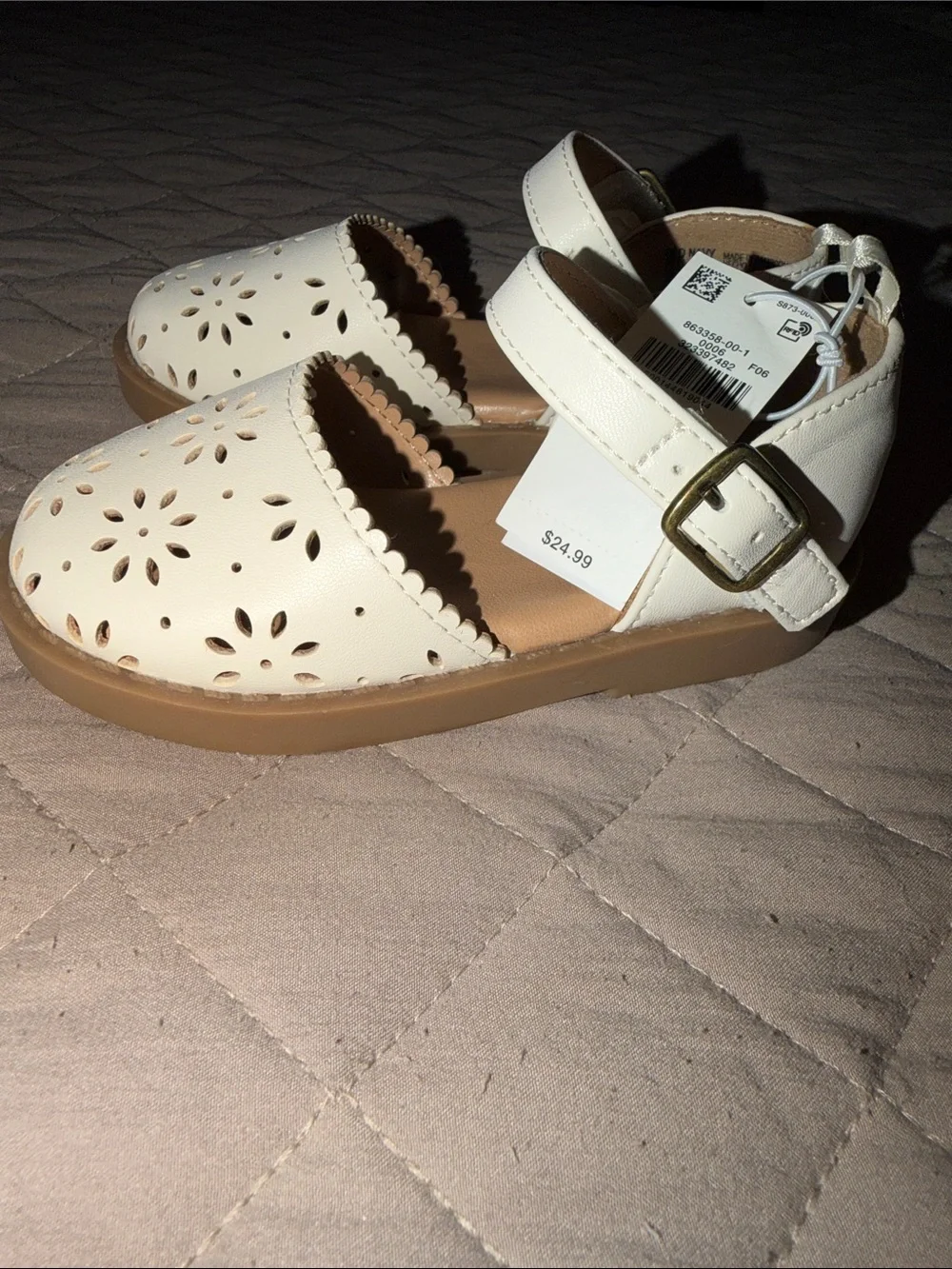 Old Navy White Floral Cutout Mary Jane Flats for Kids